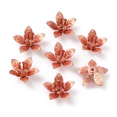 5-Petal Brass Bead Cap KK-WH0062-59RG-1