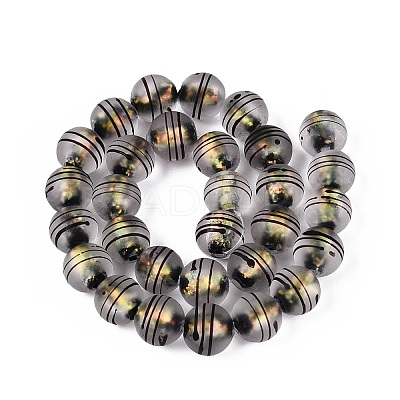 Frosted Handmade Foil Glass Beads Strands FOIL-Q002-02D-1