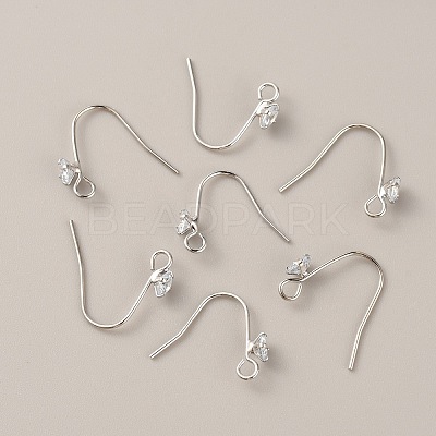 Brass Micro Pave Clear Cubic Zirconia Earring Hooks KK-WH0047-96P-1