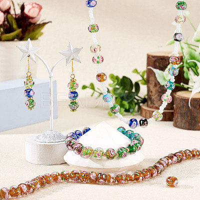 1 Strand Handmade Lampwork Inner Flower Rondelle Beads Strands LAMP-TA0002-72C-1