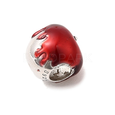 925 Sterling Silver Enamel European Beads STER-Z013-07P-01-1