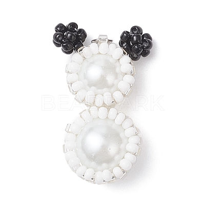 Glass Seed Beaded Snowman Pendants PALLOY-MZ00888-01-1