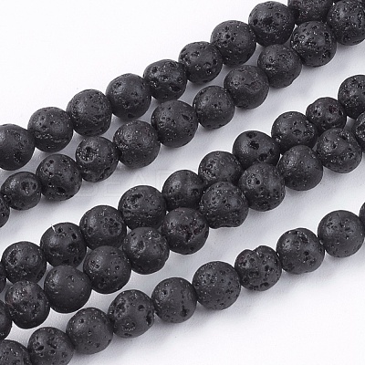 Natural Lava Rock Stone Bead Strands X-G-R193-18-4mm-1