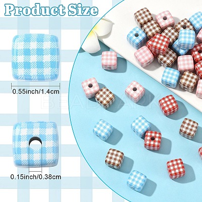 10Pcs Printed Opaque Acrylic Beads MACR-YW0004-19E-1