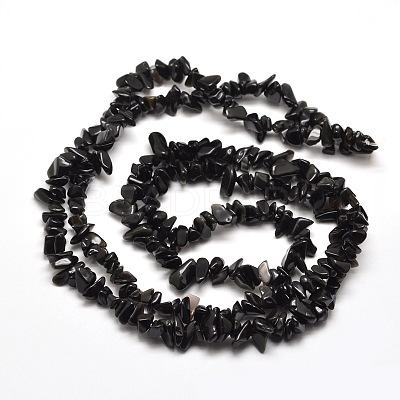 Natural Obsidian Chip Bead Strands G-M205-06-1