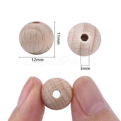 Natural Beech Wood Beads WOOD-T020-01A-1