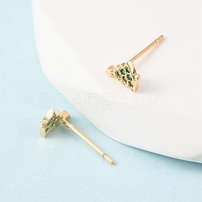Brass Micro Pave Cubic Zirconia Charistmas Tree Stud Earrings EJEW-L278-09G-1