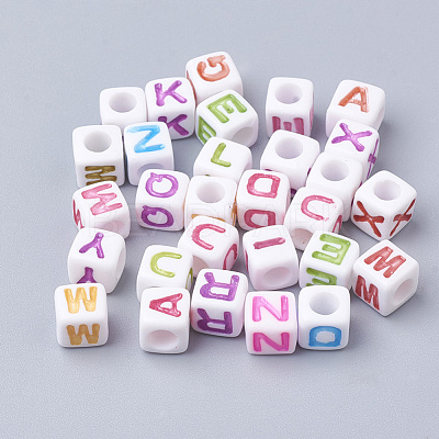 Large Hole Colorful Acrylic Letter European Beads SACR-Q104-02-1