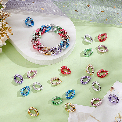 160Pcs 8 Colors ABS Plastic with Crystal Rhinestone Quick Link Connectors KY-AR0001-49-1