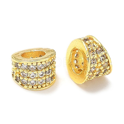 Brass Micro Pave Cubic Zirconia European Beads KK-A254-28G-1