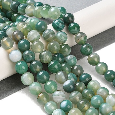 Natural Striped Agate/Banded Agate Beads Strands G-Z060-A01-B01-1