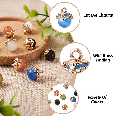 10pcs 5 colors Cat Eye Glass Charms CE-FW0001-01-1