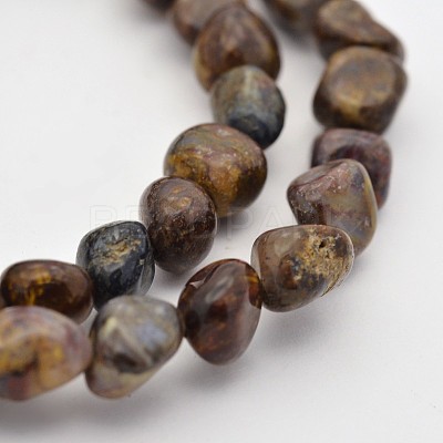 Natural Golden Silk Jade Bead Strands G-P070-11-1