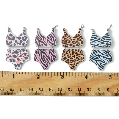 4Pcs 4 Styles Printed Acrylic Pendants MACR-FS0001-75-1