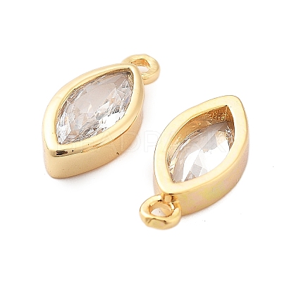 Brass Micro Pave Clear Cubic Zirconia Charms KK-G516-27G-1