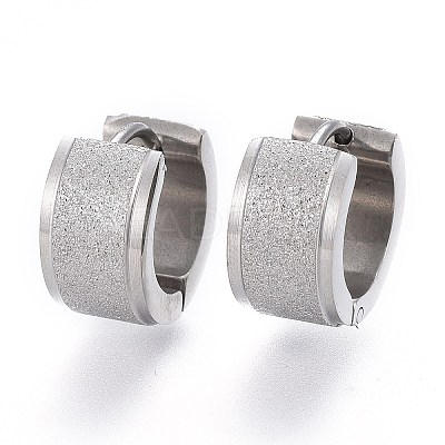 Tarnish Resistant Textured 304 Stainless Steel Huggie Hoop Earrings LS-EJEW-L252-017P-1