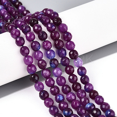 Dyed Natural White Jade Beads Strands G-T139-6mm-60-15-1