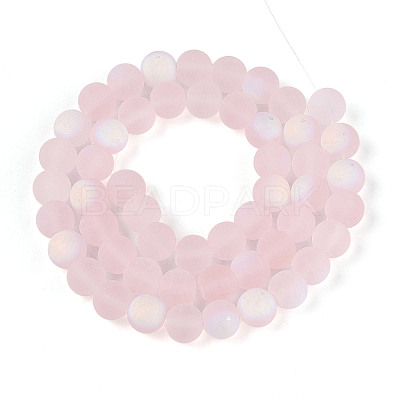 Frosted Transparent Glass Beads Strands GLAA-T032-T8mm-MBB10-1