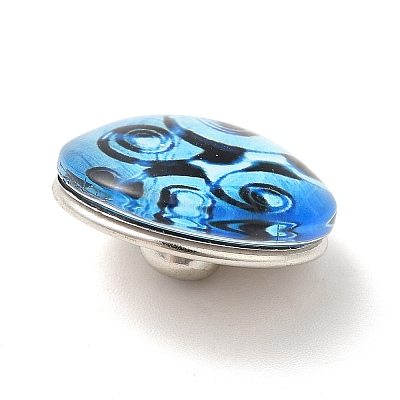 Brass Glass Cabochons Buttons GLAA-S052-01M-1