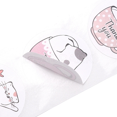 500 Adorable Round Cartoon Stickers in 6 Designs DIY-B010-01-1