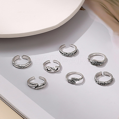 7Pcs Tibetan Style Alloy Cuff Toe Rings Sets WG87053-04-1