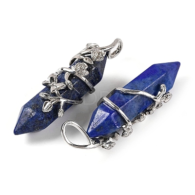 Dyed Natural Lapis Lazuli Double Terminal Pointed Pendants G-C144-03P-08-1