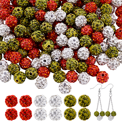 150Pcs 3 Colors Rhinestone Pave Disco Ball Beads RB-UN0001-17B-1