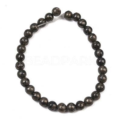Natural Pyrite Beads Strands G-P303-01-6mm-8-1