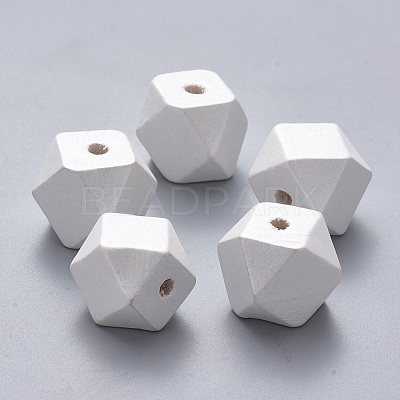 Painted Natural Wood Beads X-WOOD-Q040-020D-B03-1
