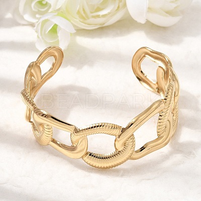 Boho 304 Stainless Steel Twisted Link Cuff Bangles SA-CBA1E89-01D-G-1