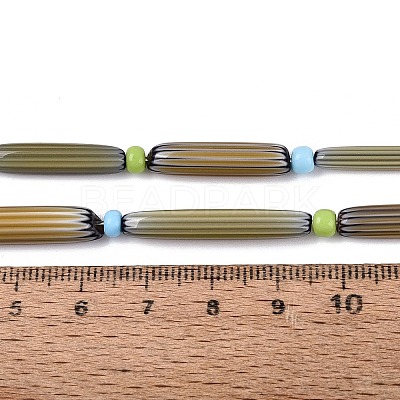 Handmade Millefiori Glass Lampwork Strip Beads Strands LA-N047-01E-1