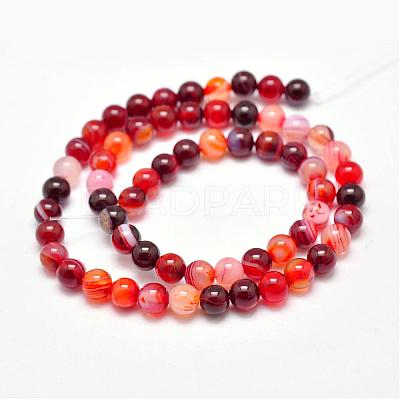 Natural Striped Agate/Banded Agate Bead Strands G-G962-8mm-06-1
