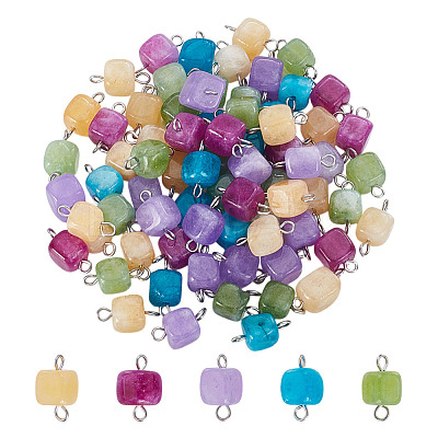 80Pcs Dyed Natural Dolomite Cube Connector Charms PALLOY-HY00101-1