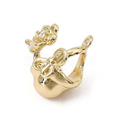Brass Micro Pave Clear Cubic Zirconia Charms CU-CBA3D76-16G-1