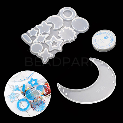 DIY Moon/Star/Sun Wind Chime Making Kits WICH-PW0001-106A-1