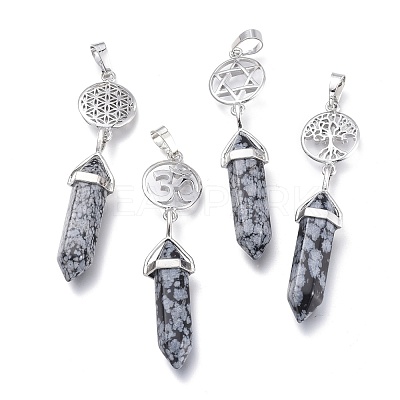 Natural Snowflake Obsidian Pointed Big Pendants G-D0021-01P-25-1