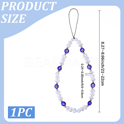 1Pc Evil Eye Lampwork Phone Hand Strap Chains HJEW-BM0001-49-1