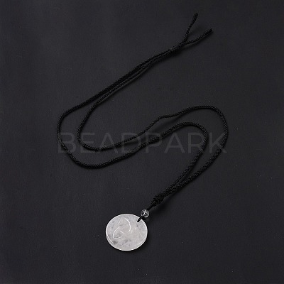 Adjustable Natural Quartz Crystal Sailor's Knot Pendant Necklace with Nylon Cord for Women NJEW-L171-02F-1