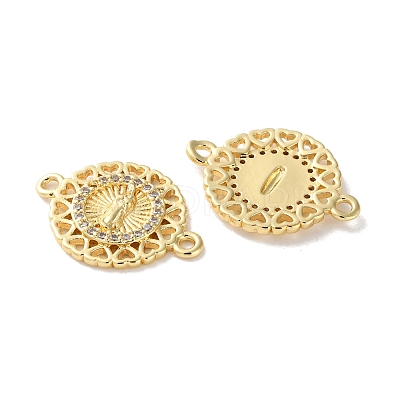 Rack Plating Brass Cubic Zirconia Virgin Mary Connector Charm KK-C084-01B-G-1