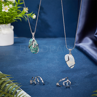 4Pcs 4 Styles Brass Pendant Irregular Cabochon Settings KK-NB0003-73B-1
