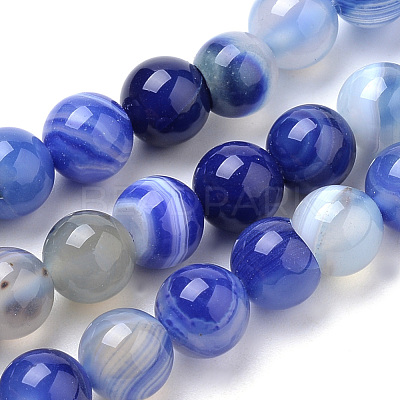 Natural Striped Agate/Banded Agate Beads Strands G-S259-04B-6mm-1