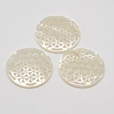 Natural Mother of Pearl Shell Pendants SSHEL-L002-18-1