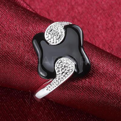 Fashionable Brass Enamel Rhombus Finger Rings RJEW-BB07438-7-1