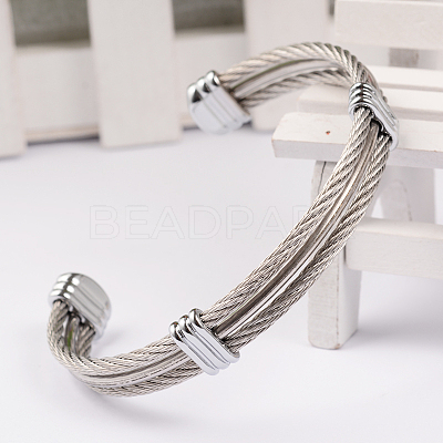 Tarnish Resistant Trendy Men's Torque Bangles BJEW-L111-02-1
