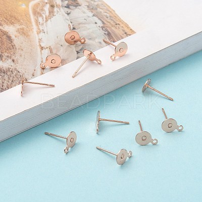 Brass Stud Earring Findings KK-K225-02A-RG-1