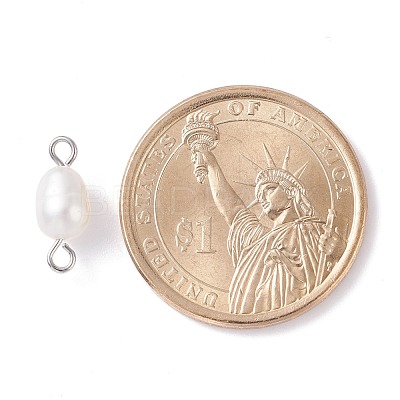 Natural Cultured Freshwater Pearl Bead Links Connectors PALLOY-JF01152-1