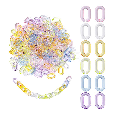 600Pcs 6 Colors Transparent Acrylic Linking Rings TACR-CJ0001-35-1