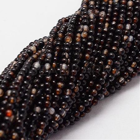 Natural Black Agate Beads Strands G-N0184-02-2mm-1