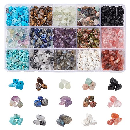 180G 15 Styles Natural & Synthetic Mixed Gemstone Beads Set G-FS0005-73-1