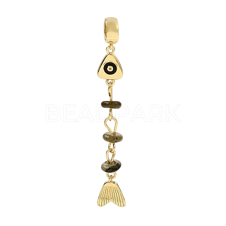 Brass Pave Cubic Zirconia Clear Cubic Zirconia & Natural Labradorite & Enamel European Dangle Charms GG-CBA3401-01G-A03-1
